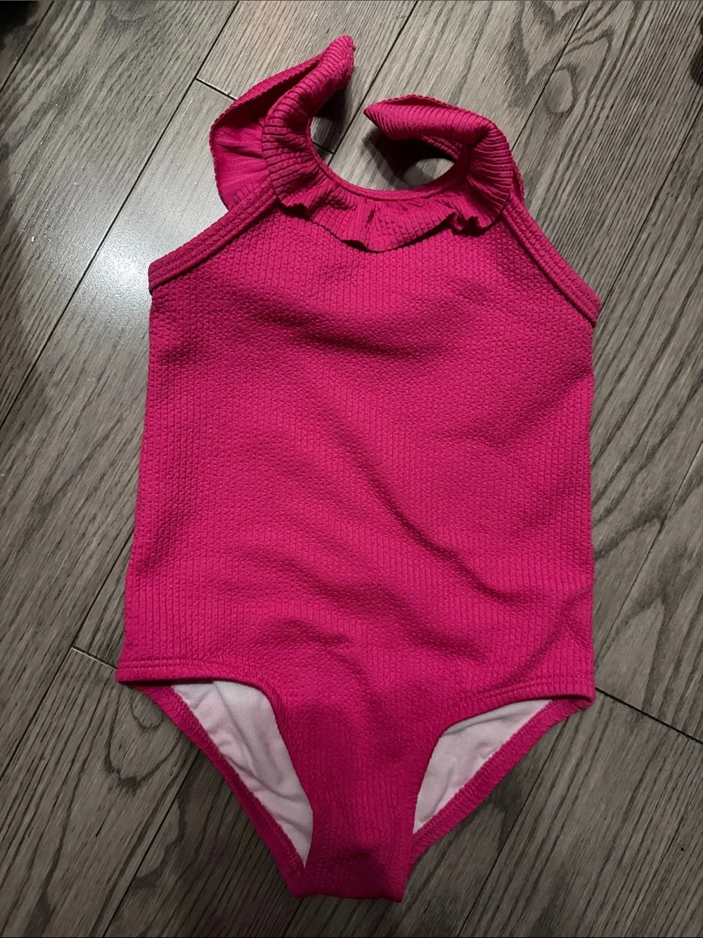Carter's Bright Pink Ruffled Halter One-Piece Swimsuit